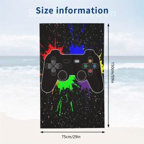 1pc Oversized Sandproof Beach Towel; Game Joystick Pattern; Fast Dry Beach Accessories; For Travel Swim Pool Party Yoga Camping 59"x29"; Bathroom Acce