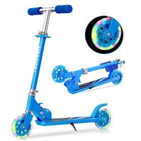 Scooter for Kids Ages 6-12;  Light Up Wheels Birthday Gifts Scooters for Kids Girls Boys Ages 3-5;  Easy Folding Kids Scooter with 3 Levels Adjustable (Color: Blue)