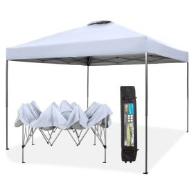 10x10ft Pop Up Canopy Tent Straight Legs Instant Canopy Outdoor With Wheeled Bags (Material: powder coated steel frame, Color: White)