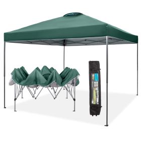 10x10ft Pop Up Canopy Tent Straight Legs Instant Canopy Outdoor With Wheeled Bags (Material: powder coated steel frame, Color: Green)