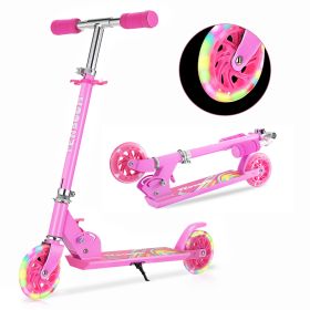 Scooter for Kids Ages 6-12;  Light Up Wheels Birthday Gifts Scooters for Kids Girls Boys Ages 3-5;  Easy Folding Kids Scooter with 3 Levels Adjustable (Color: Rose Red)