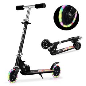 Scooter for Kids Ages 6-12;  Light Up Wheels Birthday Gifts Scooters for Kids Girls Boys Ages 3-5;  Easy Folding Kids Scooter with 3 Levels Adjustable (Color: Black)