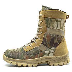 Waterproof Military Men Tactical Boots Camouflage Disguise Outdoor Hunting Boots for Men Mid-calf Trekking Shoes Size 39-45 (Color: Camouflage, size: 41)