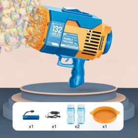 40/132 holes Funny Automatic Bubbles Maker  Rocket Launcher Bubble gun Machine (Color: Blue, Style: 132 Holes)