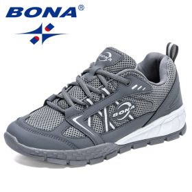 BONA 2022 New Designers Hiking Shoes Leather Wear-resistant Shoe Men Sports Trekking Walking Hunting Jogging Sneakers Mansculino (Color: Dark grey S gray, size: 9.5)