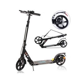 Folding Kick Scooter Outdoor Adult Ride Portable Lightweight Adjustable 2 Wheels with brake suspension (Color: Black)