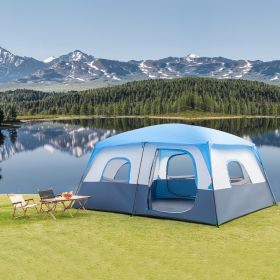 430*430*210cm Polyester Cloth Fiberglass Poles Can Accommodate 14 People Camping Tent Dark Blue And White (amount: 1pc)