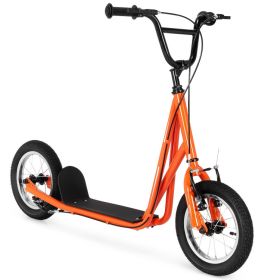 Height Adjustable Kid Kick Scooter with 12 Inch Air Filled Wheel (Color: Orange)