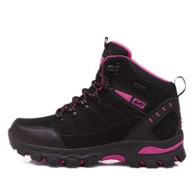 Waterproof Hiking Shoes Men Women Sneakers Mountain Climbing Shoes Outdoor Unisex Sport Hunting Boots Men Trekking Shoes (Color: black pink, size: 35)