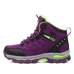 Waterproof Hiking Shoes Men Women Sneakers Mountain Climbing Shoes Outdoor Unisex Sport Hunting Boots Men Trekking Shoes (Color: Purple, size: 45)