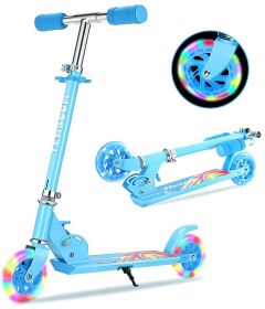 Scooter for Kids Ages 6-12;  Light Up Wheels Birthday Gifts Scooters for Kids Girls Boys Ages 3-5;  Easy Folding Kids Scooter with 3 Levels Adjustable (Color: Light Blue)