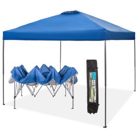 10x10ft Pop Up Canopy Tent Straight Legs Instant Canopy Outdoor With Wheeled Bags (Material: powder coated steel frame, Color: Blue)